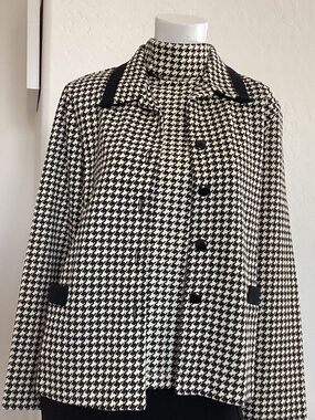 Weekenders, houndstooth blazer set, size S, butter yellow and black, VINTAGE